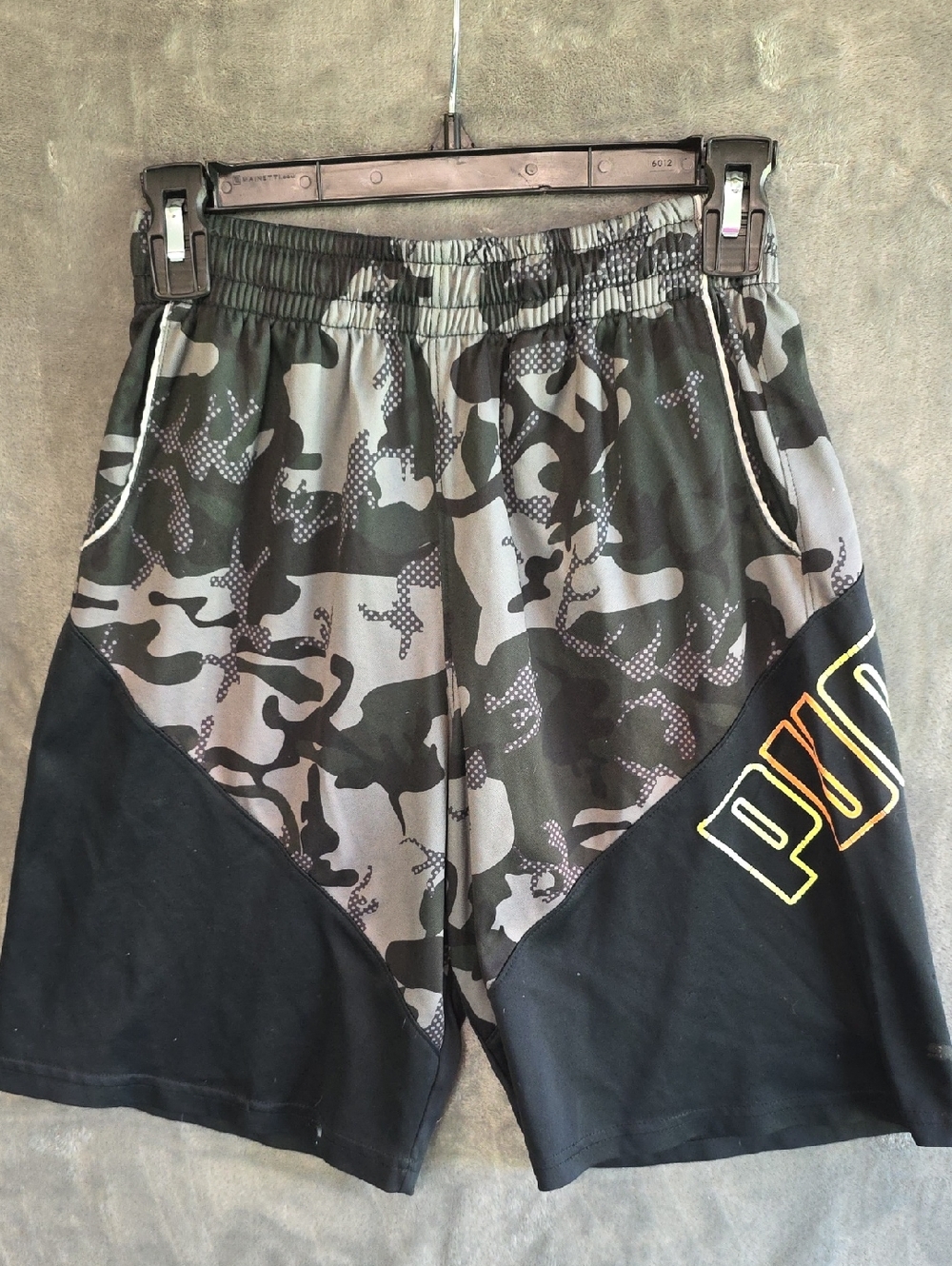 Puma Camo Athletic Shorts - Black & Gray Boys Size Large 14/16